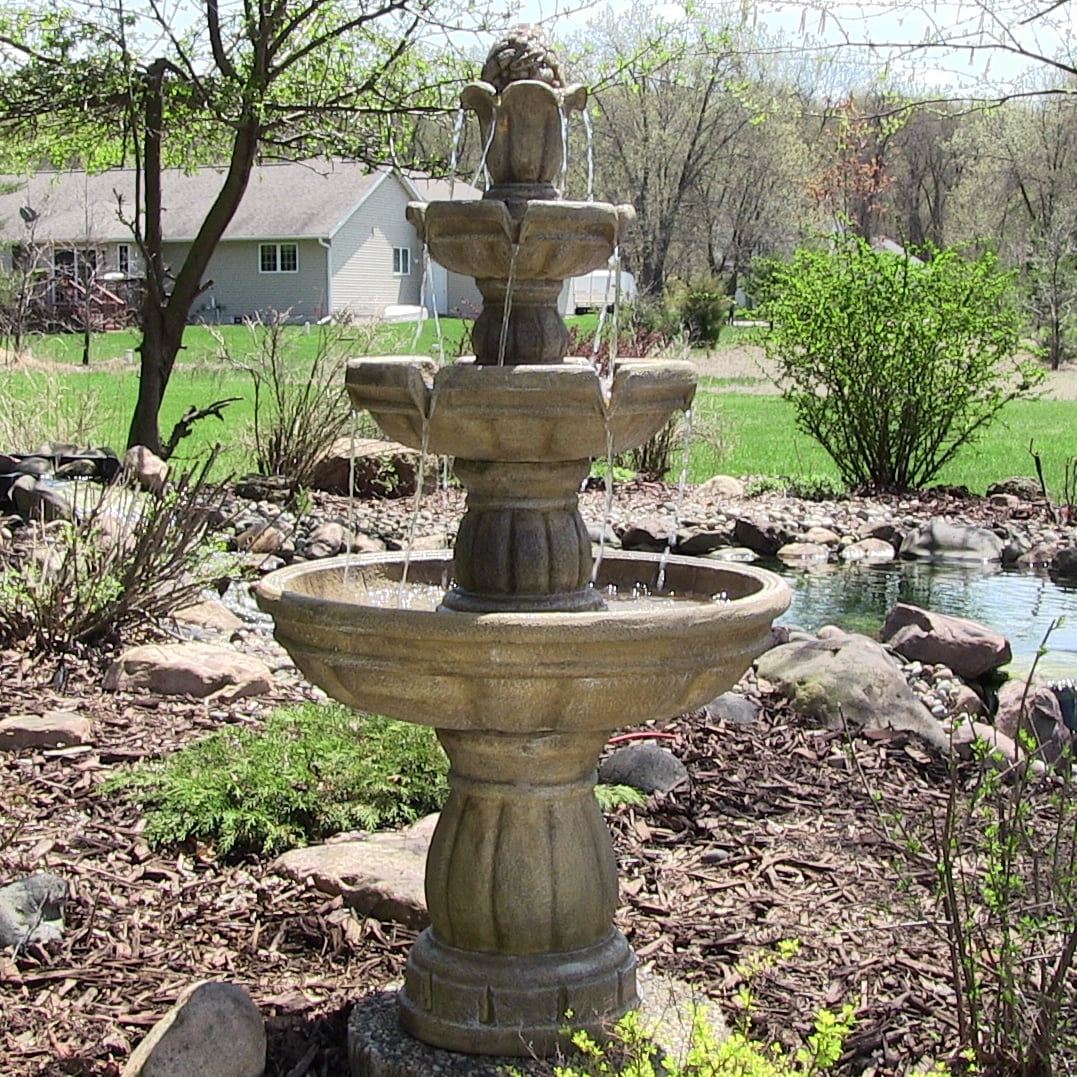 Sunnydaze Three Tier Outdoor Garden Water Fountain 48 Inch Tall Sunnydaze Three Tier Outdoor Garden Water Fountain 48 Inch Tall