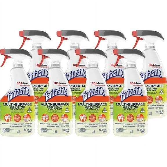 fantastik; Fantastik Disinfectant Degreaser Spray - Spray - 32 fl oz (1 quart) - Fresh Scent - 8 / Carton - Green | Bundle of 5 Cartons