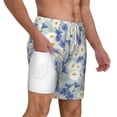 thumbnail image 3 of Picia Daisies Flowers pattern Mens Swim Trunks with Compression Liner Stretch Beach Shorts Quick Dry with Zipper Pockets No-Chafing Board Shorts-Large, 3 of 9