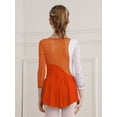 thumbnail image 4 of YEAHDOR Girls Rhinestones Mesh Figure Ice Skating Dress Long Sleeve Skirted Leotard Performance Costume Orange 6, 4 of 7