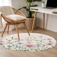 thumbnail image 4 of Pink Blue Spring Floral Round Area Rug 3.3 FT,Non Slip Small Entryway Kitchen Mat,Watercolor Elegant Botanical Rustic Washable Soft Circular Rug Non-Shedding Door Mat for Bathroom Playroom Kids Room, 4 of 9