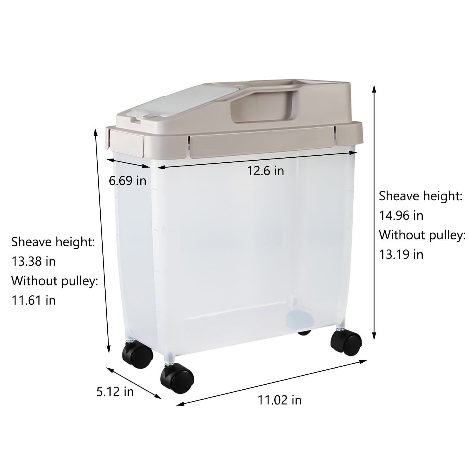 Bdday Kitchen Storage Large Airtight 20lb Rice Container, Food Storage Cereal Container, Pet Dog Food Container with Wheels + Measuring Cup, Flour Grain Container for Household Dorm Room Storage