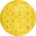 thumbnail image 1 of Ahgly Company Machine Washable Indoor Round Oriental Yellow Traditional Area Rugs, 6' Round, 1 of 4