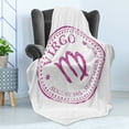 thumbnail image 4 of Virgo Soft Flannel Fleece Throw Blanket, Pink Colored Horoscope August 24th and September 24th Vintage Design Image, Cozy Plush for Indoor and Outdoor Use, 50" x 70", Pink White, by Ambesonne, 4 of 5