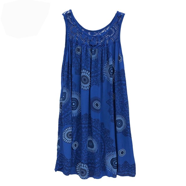 Women's Lace Stitching Printing Sleeveless Large Dress 13 Color 8 Size