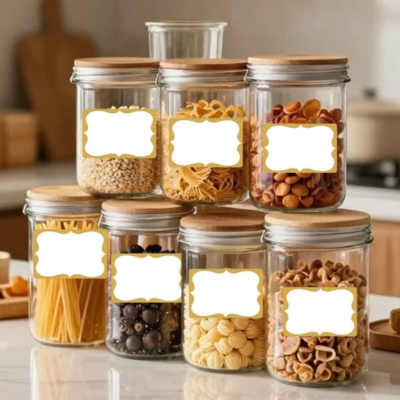 Clearance Under $1 Retro Gold Border Handwritten Label Stickers for Storage Jars, Seasoning Bottles, and Organization