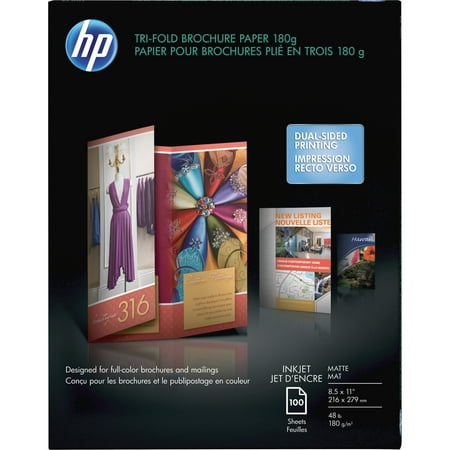 HP, HEWQ5443A, Tri-Fold Custom Printing Brochure Paper, 100 / Pack,
