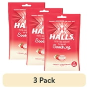 (3 pack) HALLS Throat Soothing (Previously HALLS Breezers) Creamy Strawberry Throat Drops, 25 Drops