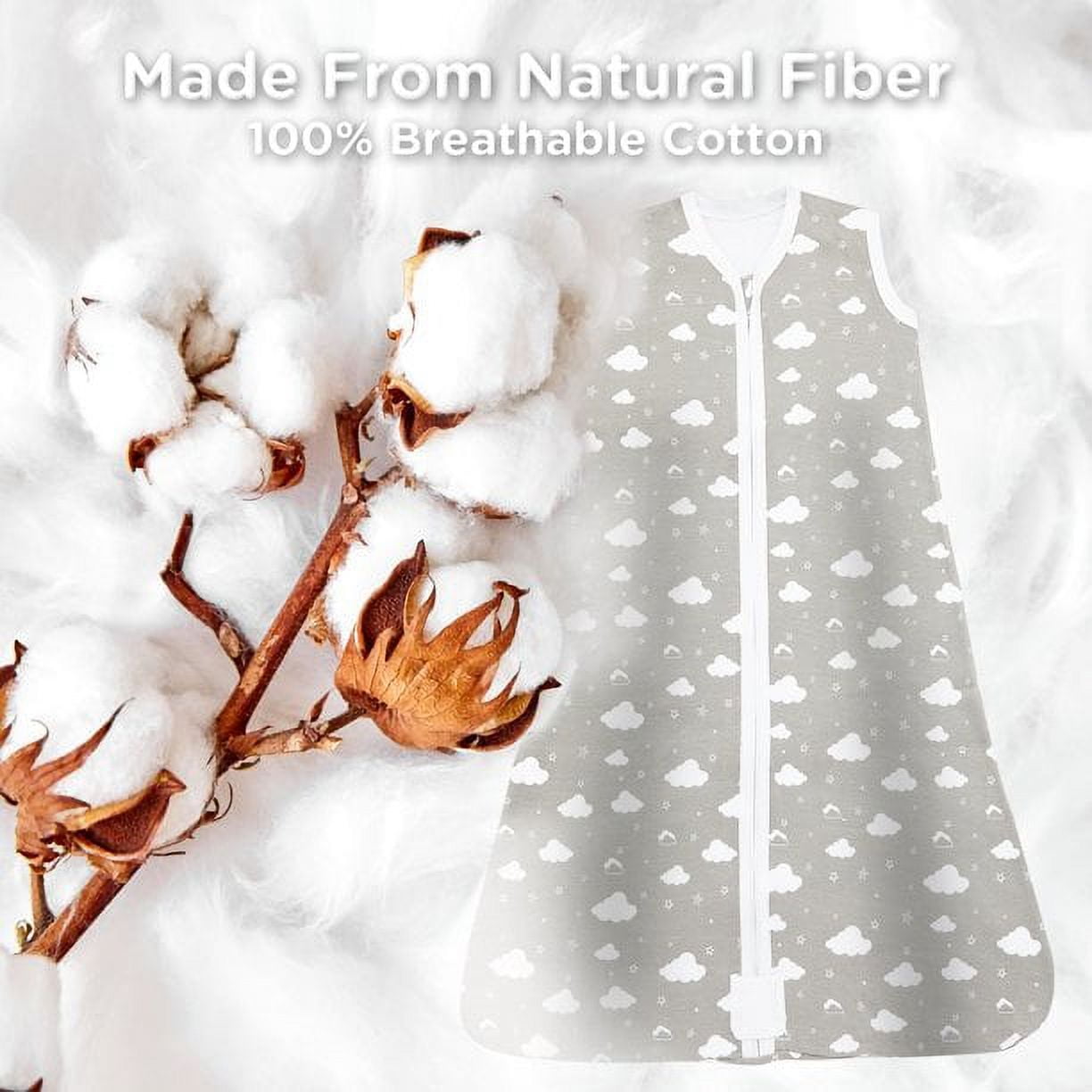 Baby Sleep Sack 6-12 Months, Cotton Sleep Sacks for 6-12 Months, Unisex Sleeping Bag Sack, Medium Size, 2-Way Zipper, 0.5 Tog Breathable Cotton