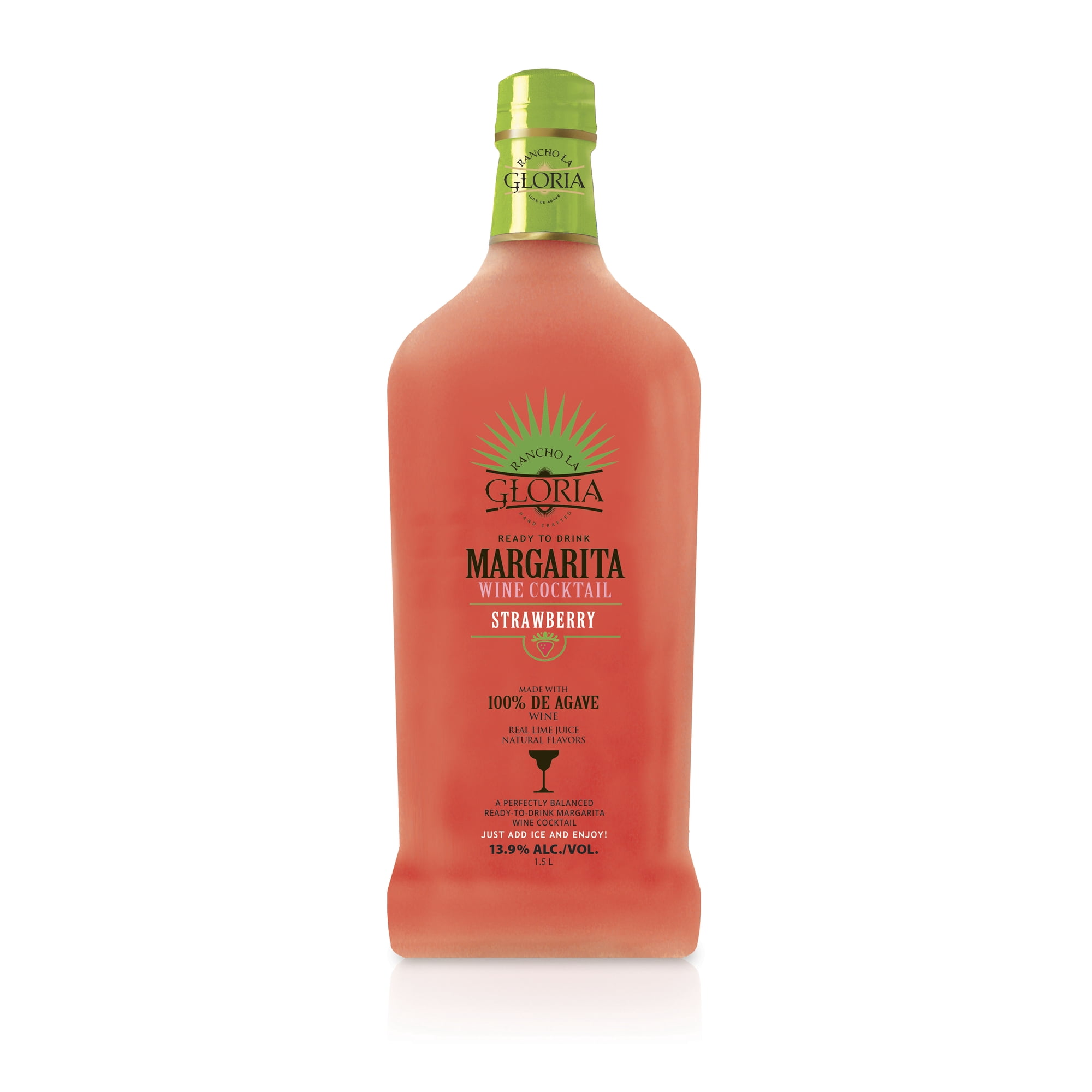 Rancho La Gloria, Strawberry Margarita Wine Cocktail, 13.9% ABV, 1.5L Glass Bottle, 10 - 150ml Servings