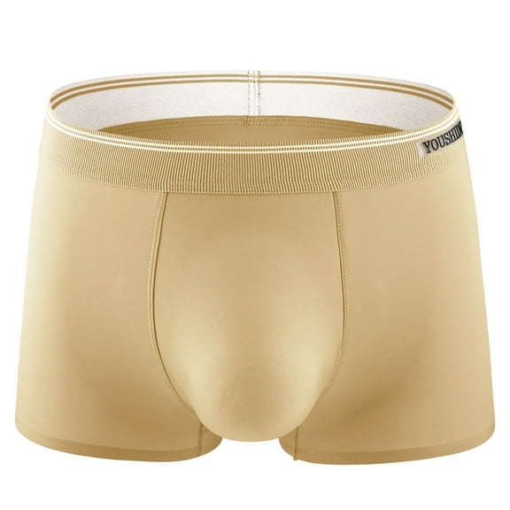Iugvhana Men's Ice Silk Boxer Briefs – Soft, Stretchable Trunks with Middle Waist Design, Breathable Underpants for Ultimate Comfort Khaki XXXL