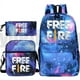 thumbnail image 1 of 3 Pcs/Set Free Fire Garena Backpack for School Teenagers Girls Unisex Galaxy Cartoon Bookbag Large Capacity Anime Canvas Mochila, 1 of 4