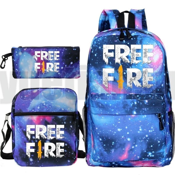 3 Pcs/Set Free Fire Garena Backpack for School Teenagers Girls Unisex Galaxy Cartoon Bookbag Large Capacity Anime Canvas Mochila