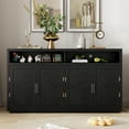 thumbnail image 2 of Vastcury 60" 4-Door Classic Storage Sideboard Cabinet, Buffet Coffee Bar Cabinet with Open Storage for Kitchens, Living Rooms, Black, 2 of 8