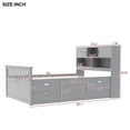 thumbnail image 5 of Full Size Captain Platform Bed Frame - 4 Drawers with Storage Bookcases & Shelves for Bedroom,Gray, 5 of 21