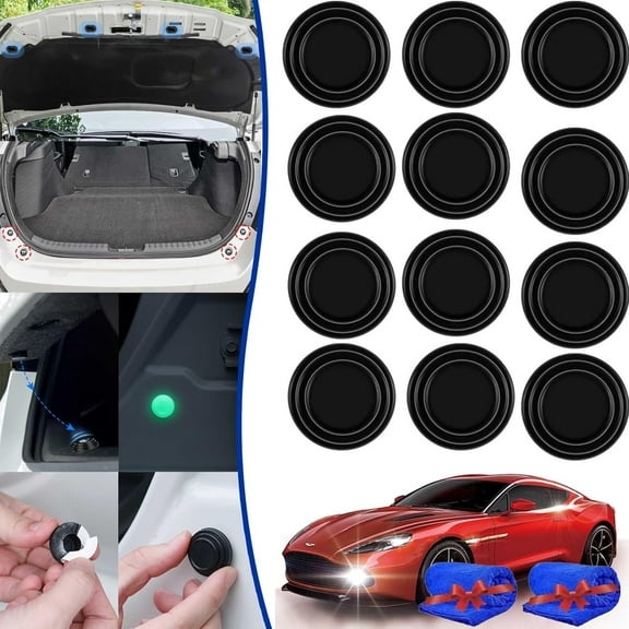 Car Door Bumper Protection Pads, Car Door Shock Absorber, Self Adhesive Sealing Car Door Shock Absorbing Gasket, Car Door Slam Stopper Soundproof Shock Absorbers for Car Door/Hood (8, Black)