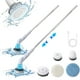 thumbnail image 1 of Cepillo de limpieza extensible de aleación de aluminio blanco | 5 cabezales | Mango ajustable de 96 cm | Resistencia al agua IPX7 | Recargable por USB | Para baños, azulejos, suelos, lavabos y, 1 of 7