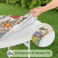 thumbnail image 5 of Stretchable Round Table Cover with Boho Floral Pattern - Colorful Elastic Edge Tablecloth - Fits 52 to 56 Inch, 5 of 7