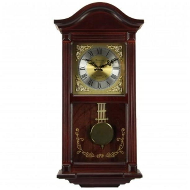 Bedford Clock Collection Mahogany Cherry Wood 22" Wall Clock with