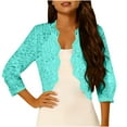 thumbnail image 6 of Purcolt Women's Sheer Floral Lace Cropped Cardigan Elegant Long Sleeve Open Front Shrug Top Summer Casual Jackets for Evening Dresses, 6 of 7