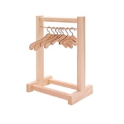 17" Wooden Doll Storage Closet Wardrobe for 17cm Dolls | Compact Clothes & Accessories Organizer with Mini Hangers | Display Cabinet & Gift for Collectors/Kids (As Shown)