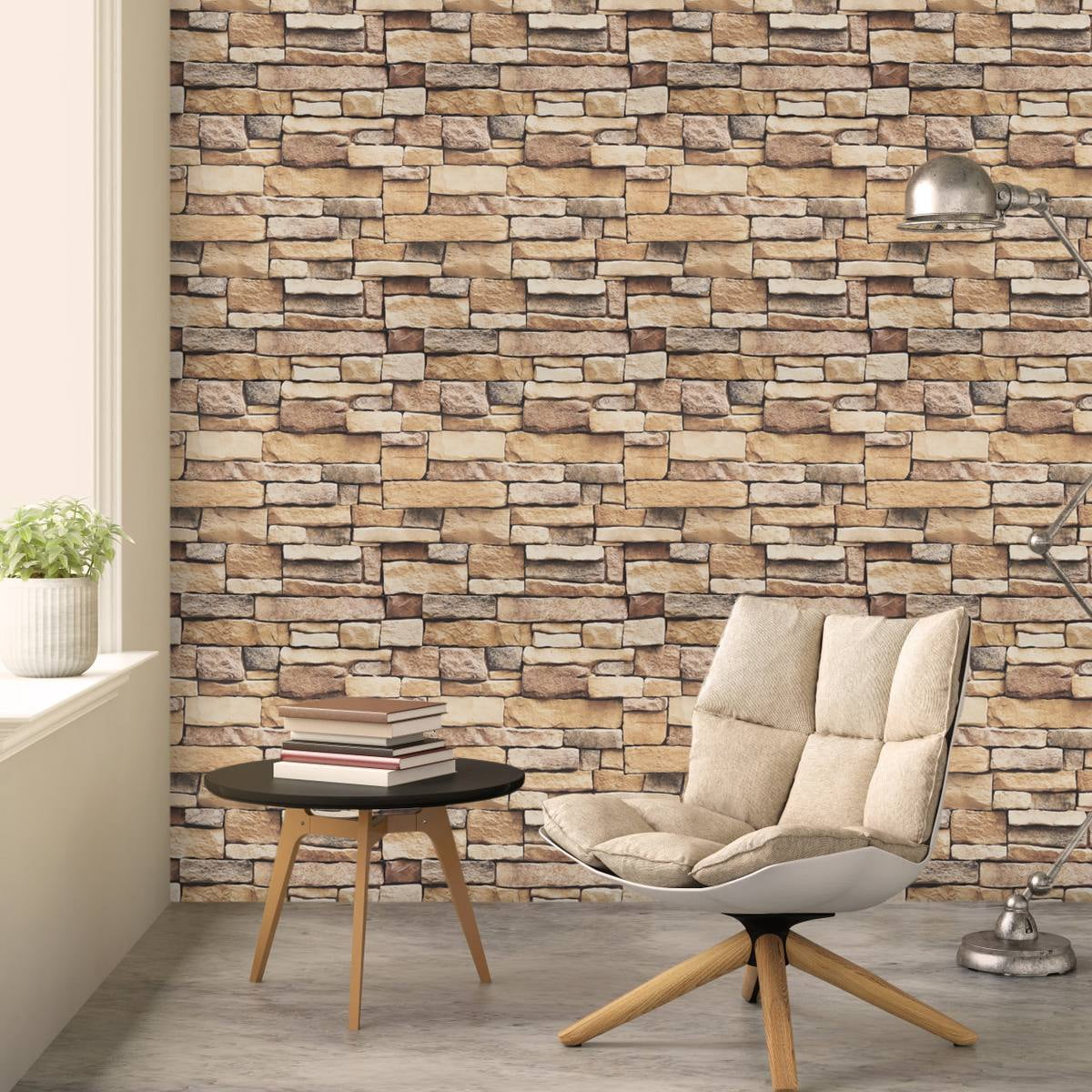 Arthome Rock Wallpaper Peel and Stick 17''x240'' Self Adhesive Contact Paper Waterproof Stone Brick Vinyl Film Wall Paper for Bedroom Living Room Fireplace Backsplash Wall Covering