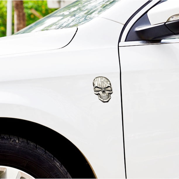 Calcomanía 3D Cráneo Yotijar Etiqueta engomada del coche Modificación elegancoración inconfundible Chapado gris