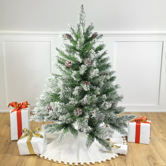 Northlight Medium Flocked Angel Pine Artificial Christmas Tree with Pinecones - 4' - Unlit