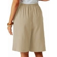 thumbnail image 4 of Shorts for Women Knee Length High Waisted Cotton Elastic Wasit Summer Dressy Casual Long Shorts Khaki XXL, 4 of 8