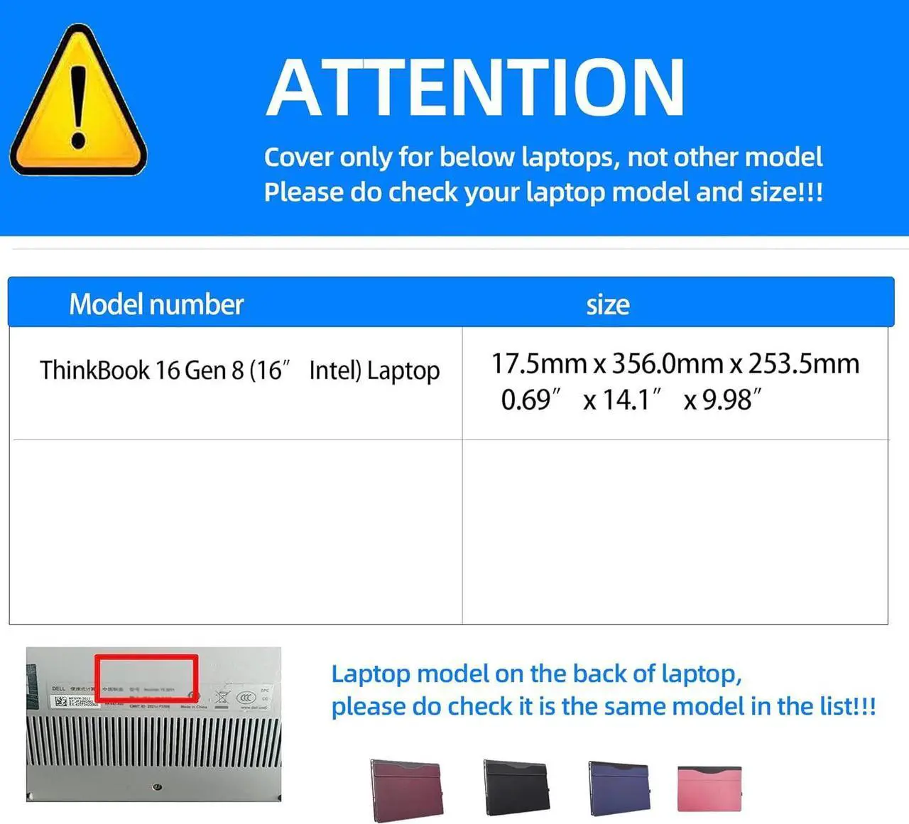 Laptop Case for Lenovo ThinkBook 16 Gen 8 (16 Intel) Laptop [not Compatible with Any Other Model] 2 in 1 PU Leather Inside Pocket Cover