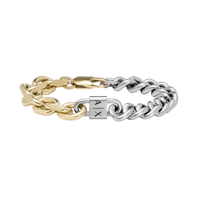 Pulsera A|X ARMANI EXCHANGE de acero inoxidable bicolor para hombre
