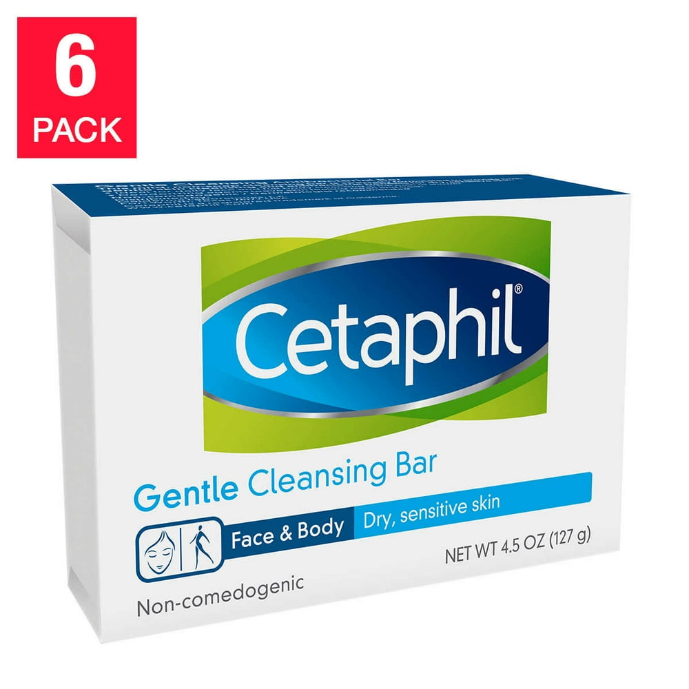 Cetaphil Gentle Cleansing Moisturizes Bar 6 pack 4.5 oz Each Walmart