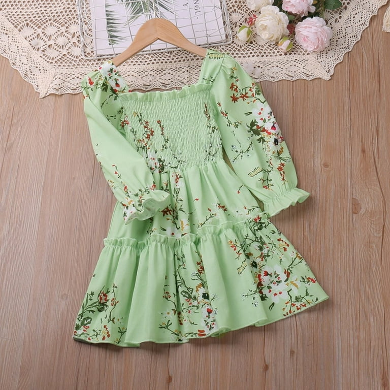 open lace back dress Girls' Ruffles Princess Dress: Spring/Fall Casual Party Wear – 1lovebaby main image 1