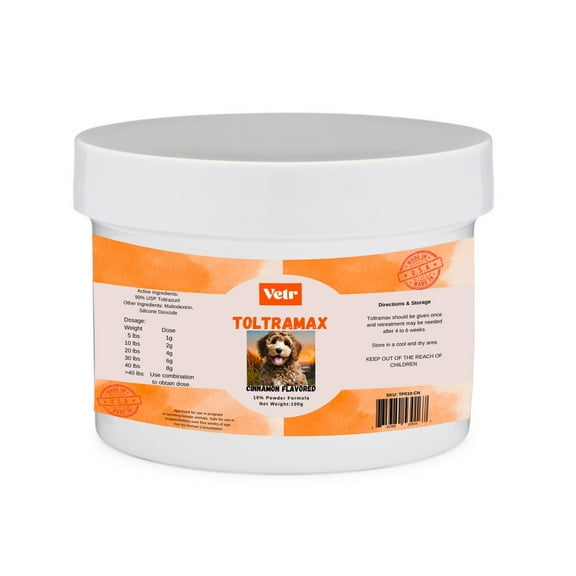 Vetr's Toltramax Powder for Horses, Dogs, Cats, 100g (10.0%, Cinnamon)