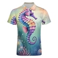 thumbnail image 4 of Seahorse Clown Fish Men Zipper T-shirt Summer Casual Short Sleeve T-shirt Top, 4 of 7