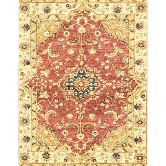 Ahgly Company Indoor Rectangle Abstract Mustard Yellow Abstract Area Rugs, 7' x 10'