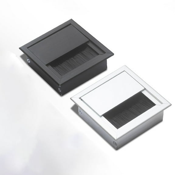 Wire Cable Grommet Hole Cover Outlet Square Black/Silver Aluminum Alloy 80*80Mm