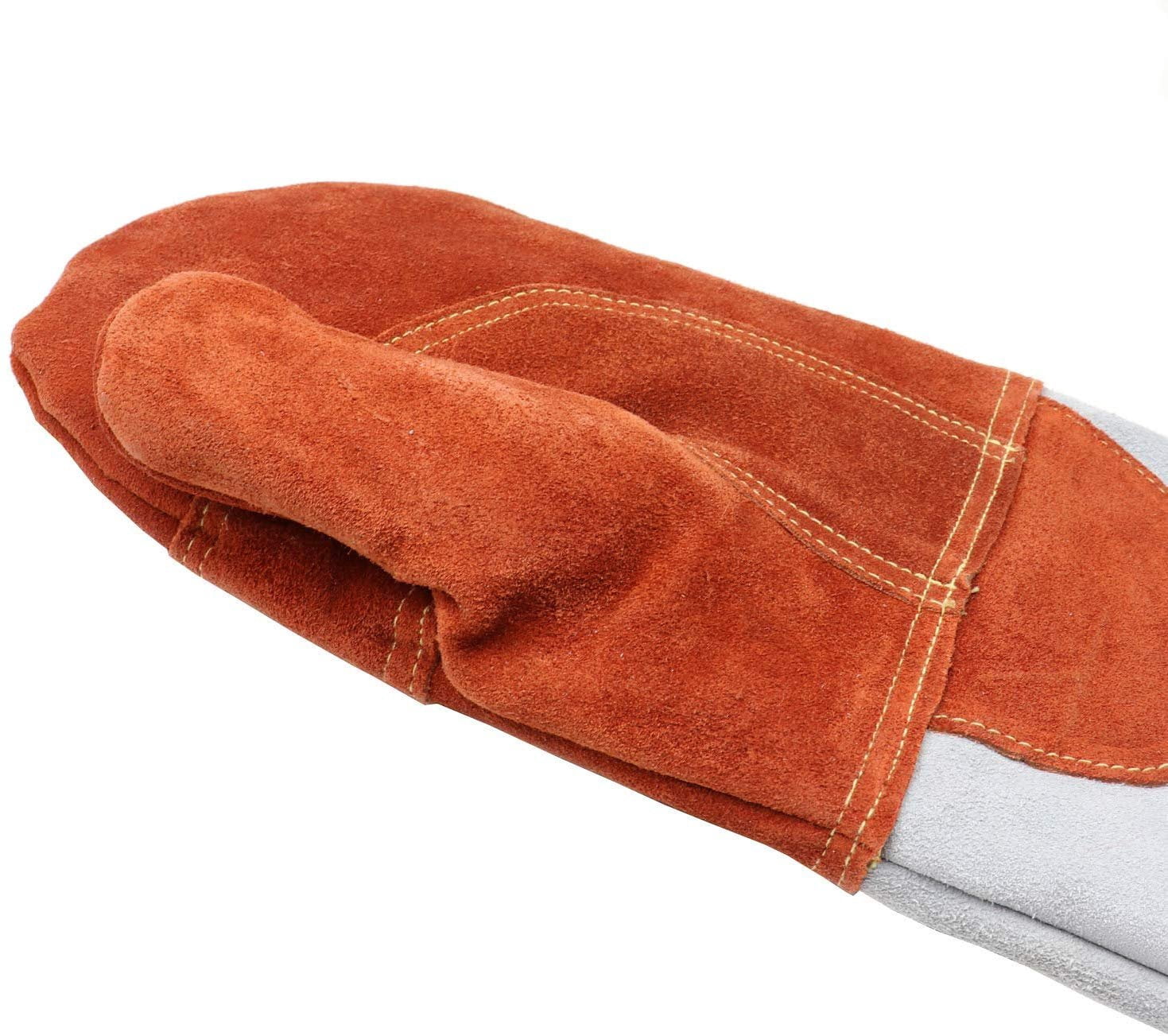 Vollum High-Heat Orange-Top Suede Oven Mitts 1 Pair 16 Inch, Resistant to 572F