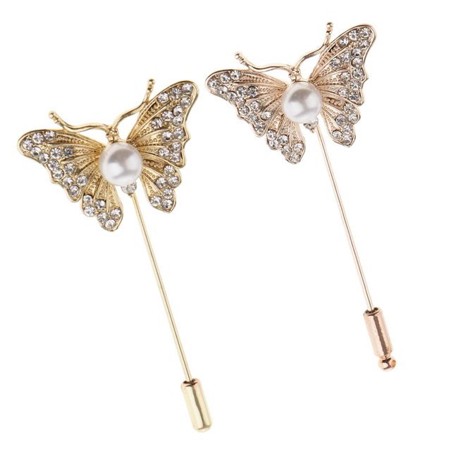 2pcs 7.3x3.3cm Broche Pin de Diseño de Mariposa Sunnimix Pin de broche de diamantes de imitación