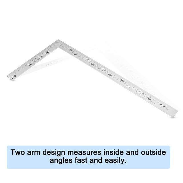 Silver Angle Ruler, Right Angle Ruler 90 Degree 300mm×150mm/500mm×250mm Metal Square Ruler, 1PCS Stainless Steel Measurement Square Tool Measuring For Marking