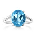 thumbnail image 2 of Gem Stone King 925 Sterling Silver Swiss Blue Topaz Ring for Women (6.30 Cttw, Gemstone November Birthstone, Oval 12X10MM, Available in Size 5,6,7,8,9), 2 of 5