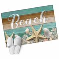 thumbnail image 2 of Ocean Beach Washable Small Entryway Area Rugs 2'x3', Starfish Shell Coral Teal Brown Ombre Wood Grain Low Pile Throw Rug Non-Slip Sturdy Edge Binding Carpet for Front Door Floor Room Entry, 2 of 9