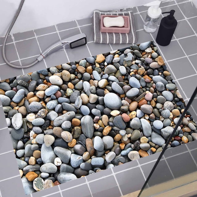 Simulation Stone Wall Stickers, Stylish Bathroom Floor Decals, Non-slip Self-adhesive, Modern Geometric Design, for Home Decor, Easy Installation, Durable Vinyl Material, for Living, Ihhxbz