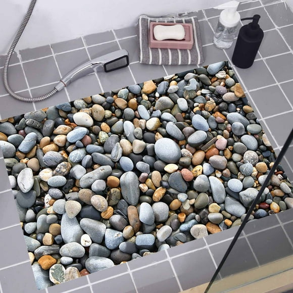 Moocorvic Pebble Shower Floor Tile Bathroom Beige Wall Backsplash Mosaic Tiles