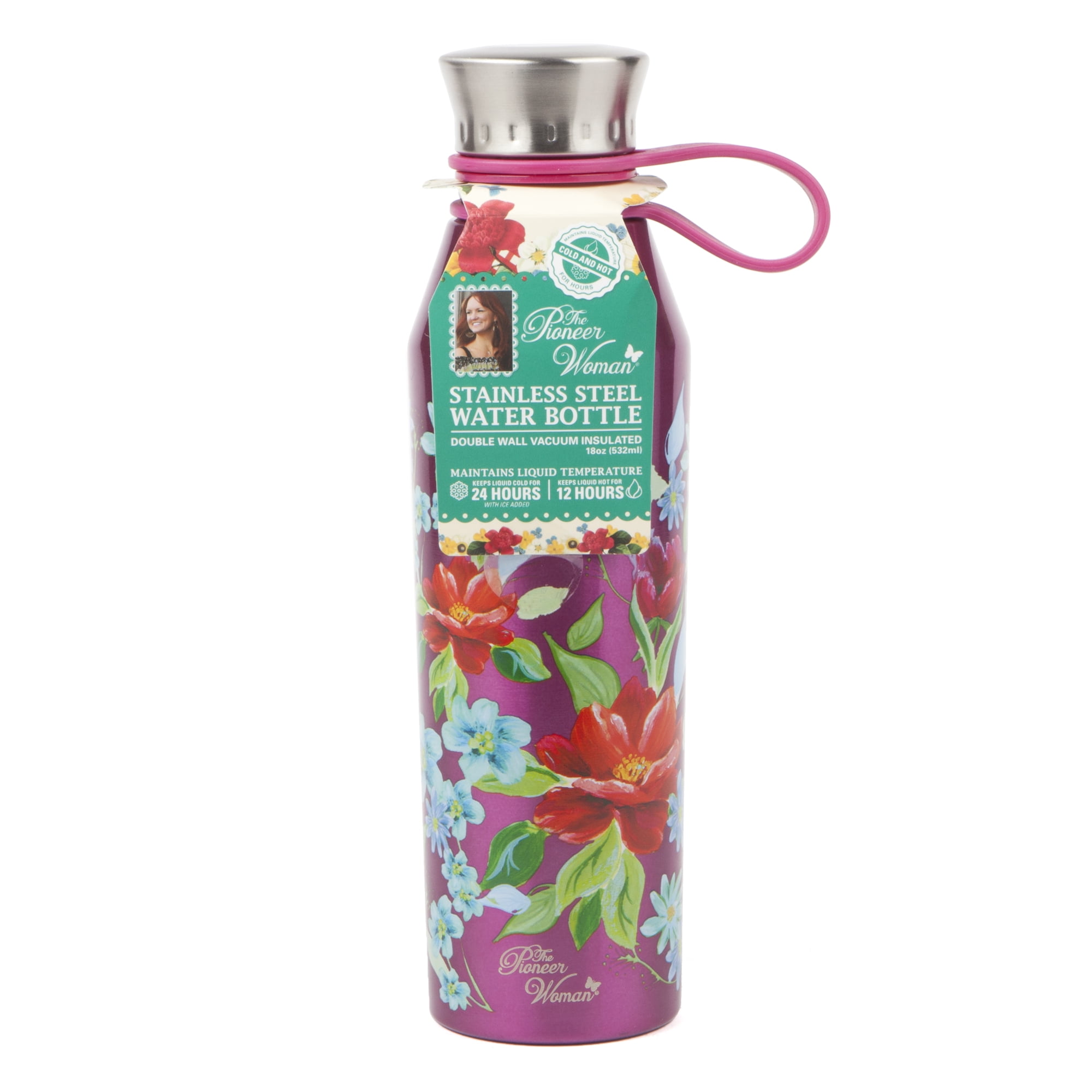 The Pioneer Woman 18oz Double Wall Vacuum Insulated Pink Stainless Steel Water Bottle by core home