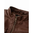 thumbnail image 4 of KVE Boy's Faux Leather Jacket Windproof Fleece Lined Warm Winter Coat Kids Bomber Outerwear PU Motorcycle Hooded Jacket Camel 4-5, 4 of 9