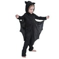 thumbnail image 4 of Toddler Boys Girls Halloween Bat Costume Zipper Hooded Jumpsuits Kids Unisex Dress Up, 4 of 8