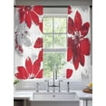 thumbnail image 3 of Red Floral Sheer Curtains 72 inches Long 2 Panels Set Vintage Flowers Sheer Window Curtain Rod Pocket Voile Drapes for Living Room/Bedroom, Each 52" W x 72" L, 3 of 7