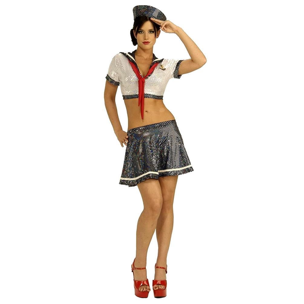 Sailor Costume Crop Top Capri Pants Hat Scarf Navy Striped First Mate 9698 