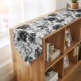 thumbnail image 4 of Black Gray Florals Table Runner Linen Burlap Table Runner 72 Inches Long Farmhouse Botanical Peonies Vintage Leaves Dresser Scarves for Kitchen Island Coffee Dining Room Party Holiday Decor 16"x72", 4 of 8